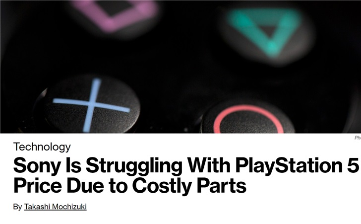 彭博：索尼PS5成本约3100元，要不要涨价成难题