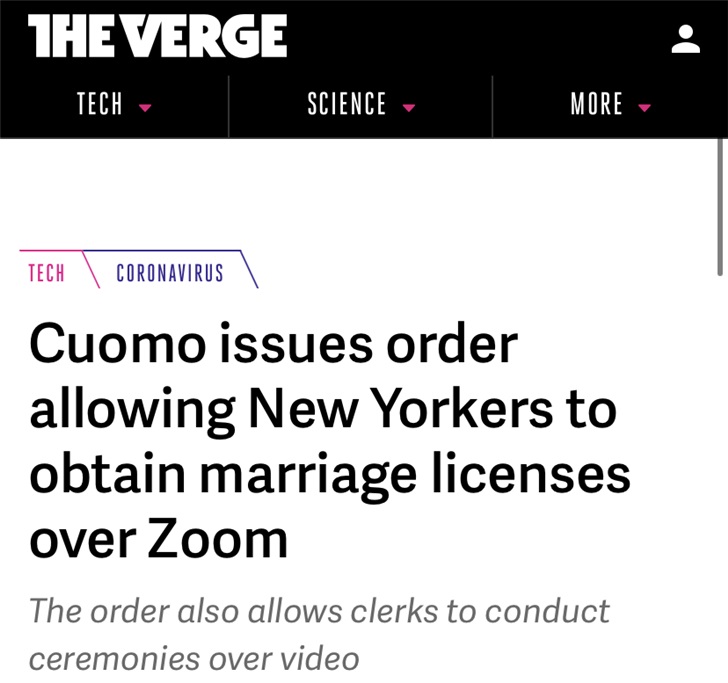纽约州颁布新行政令：新人可通过Zoom等领取结婚证-冯金伟博客园
