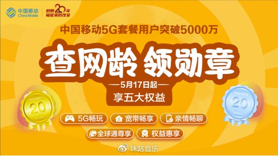 2020 年中国移动“查网龄”活动来了：50G 畅玩流量包，钻石勋章宽带提速至 1000 M-冯金伟博客园