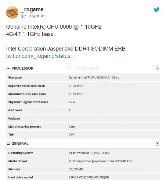 英特尔 Jasper Lake 处理器曝光：赛扬将迎来 gen11 核显-冯金伟博客园