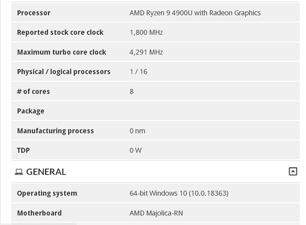 AMD锐龙9 4900U、锐龙7至尊版同时现身：规格完全相同