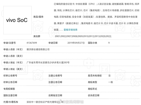 vivo芯片商标曝光：华为小米后 蓝厂也要掌握核心科技？