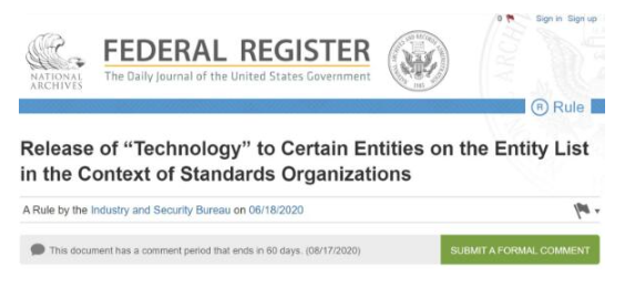美国商务部新规正式发布：“有条件”允许美企与华为合作制定5G标准