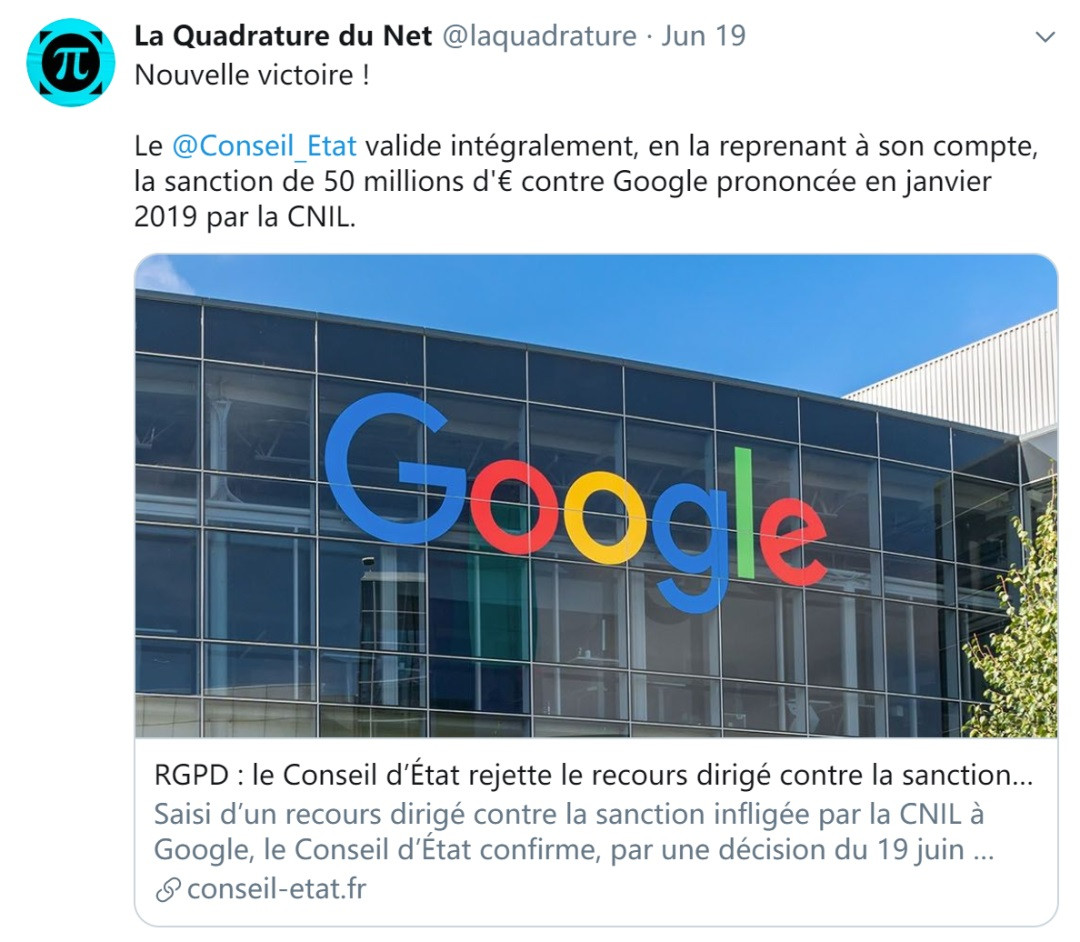 5000万欧元！谷歌上诉被驳回 将支付GDPR史上最大罚单