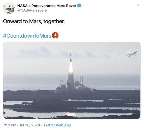 美国NASA毅力号火星车成功发射 正奋力追赶天问一号