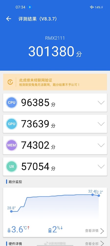 realme真我V5跑分（图源微博）