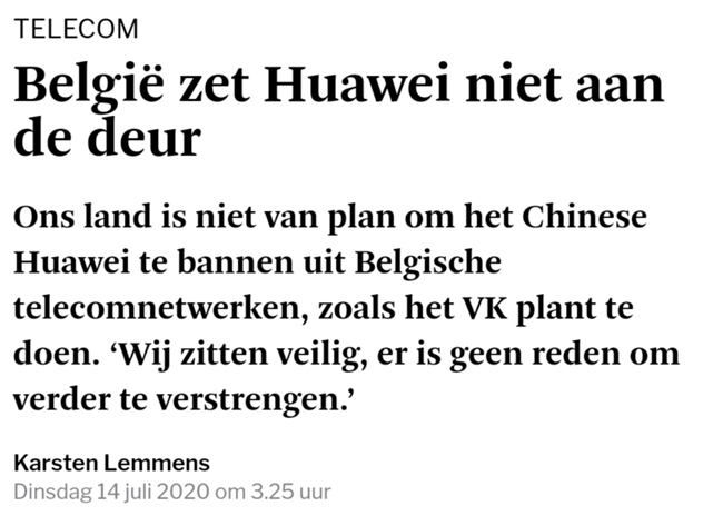 比利时电信部长：比利时不会将华为拒之门外
