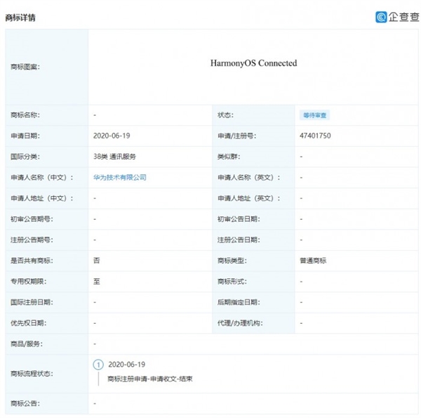 华为一大批鸿蒙商标等待审查：下半年或发力 鸿蒙OS 2.0要来了
