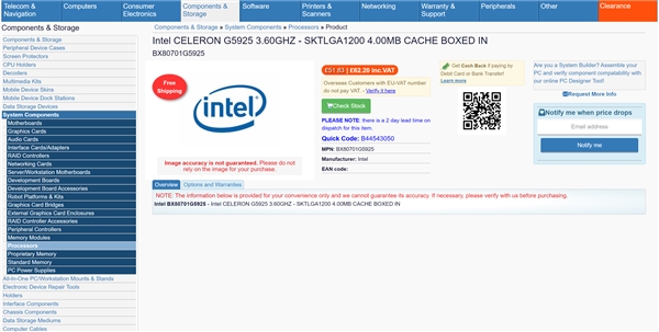 Intel十代赛扬悄然升级：频率加100MHz、三级缓存翻番