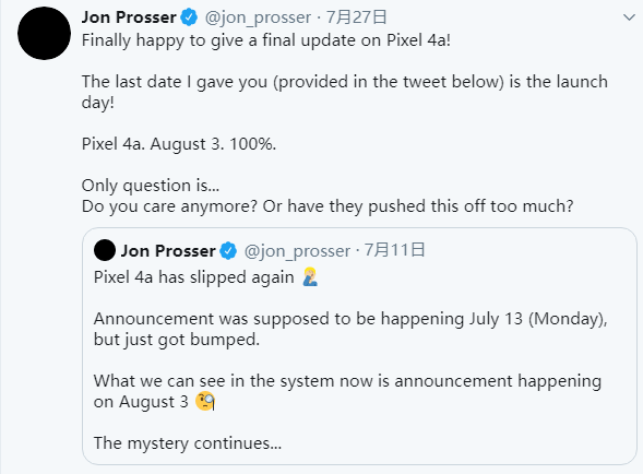 多次跳票！谷歌亲儿子Pixel 4a或将于8月3日发布