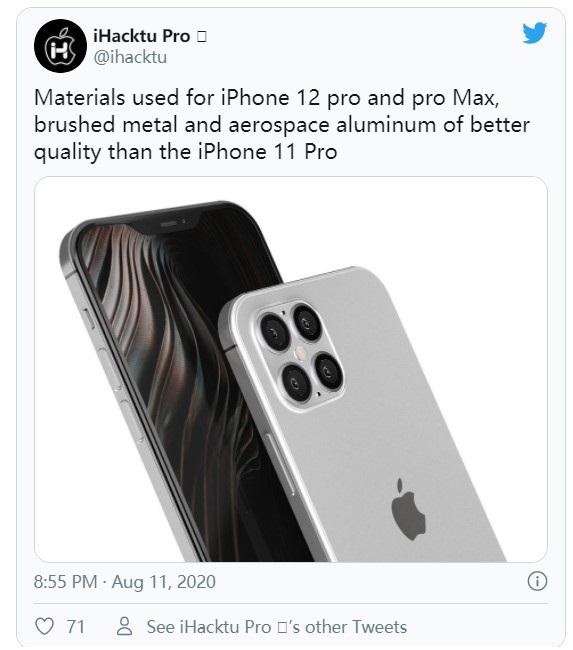 消息称苹果 iPhone 12 Pro 系列具有更耐用的航空铝机身
