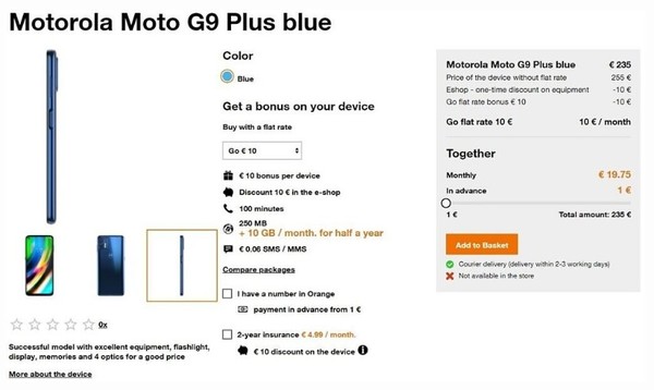 Moto G9 Plus商品页面