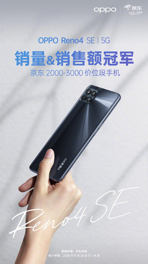 OPPO Reno4 SE首销告捷 成2K-3K价位销量销售额双冠