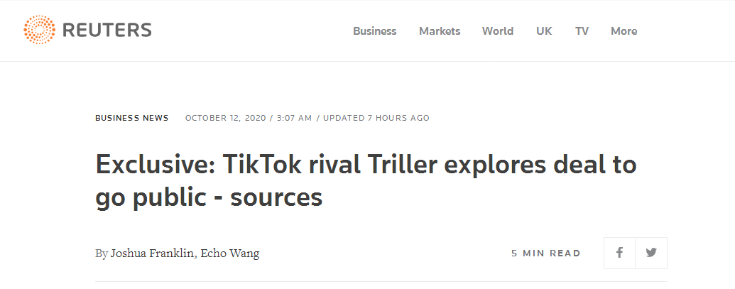 TikTok竞品Triller被爆寻求上市 外媒:欲用TikTok困境获利-冯金伟博客园