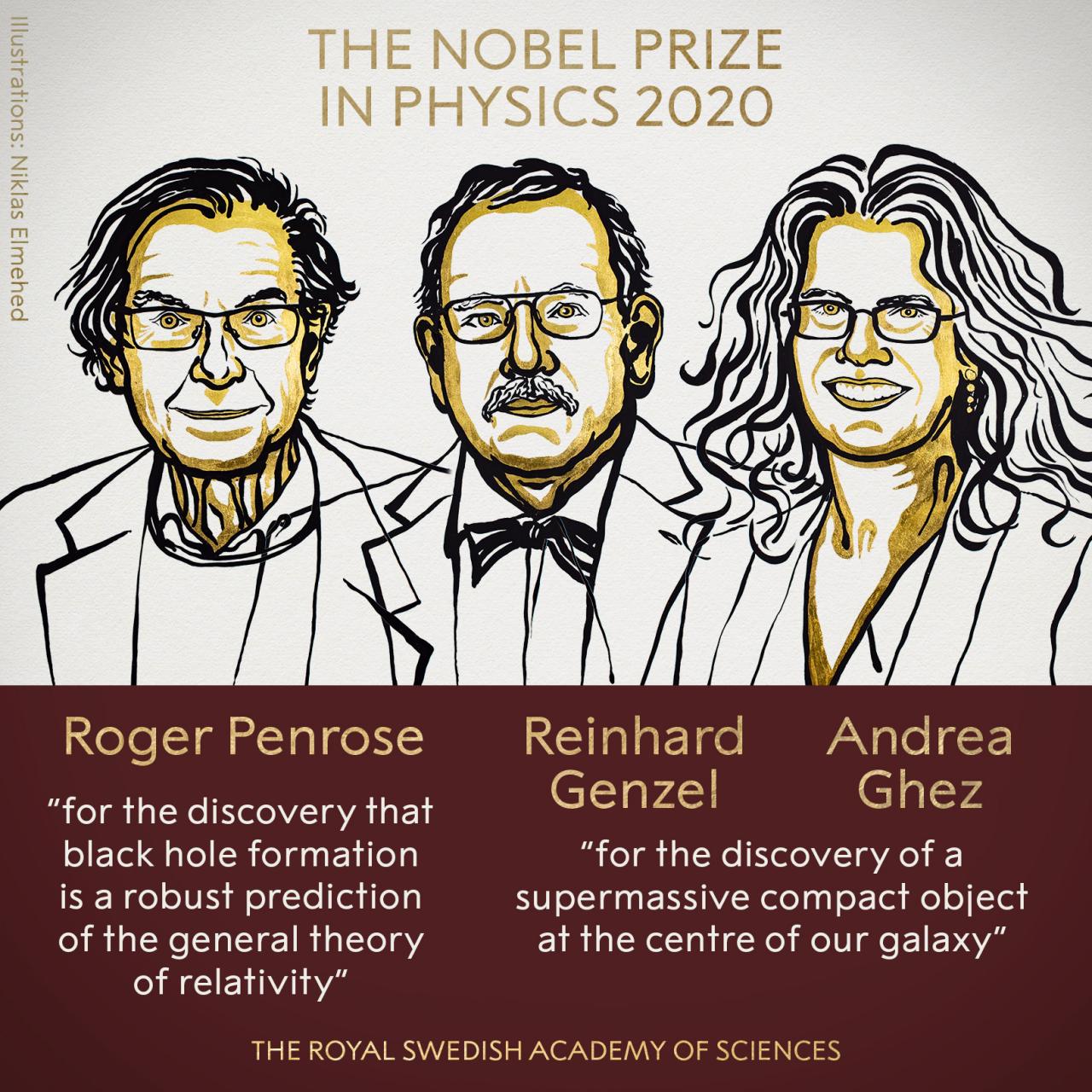 因黑洞研究，三名科学家获2020年诺贝尔物理学奖