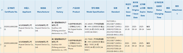 华为nova8系列入网：66W快充看齐Mate40 Pro