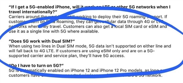 苹果内部培训文档曝光：iPhone 12双卡模式下无法开启5G