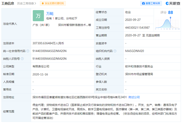 新荣耀工商变更：华为COO担任法人、注册资本暴增30倍超30亿元