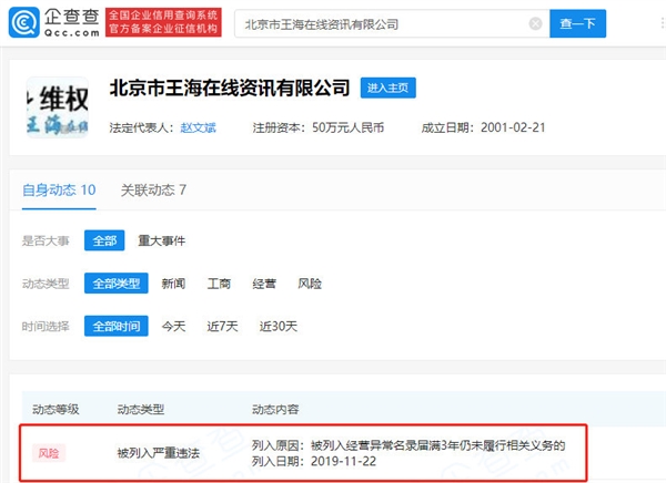 举报辛巴罗永浩后 职业打假人王海被曝涉嫌违法：连续3年未履行相关义务