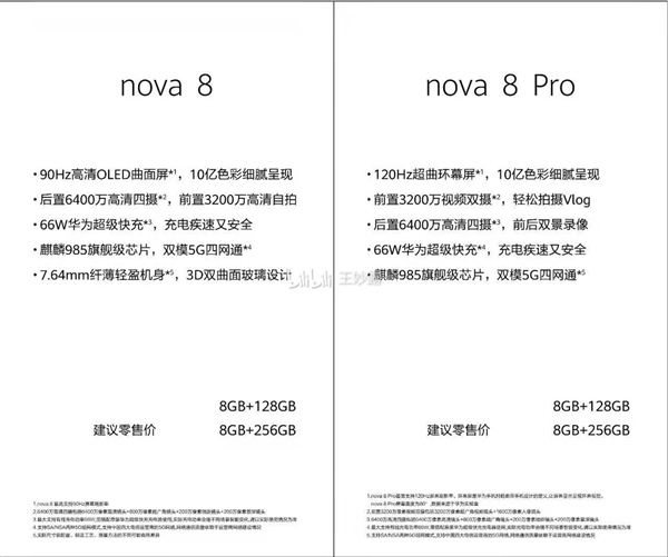 华为nova 8系列详细配置曝光：还是7nm麒麟985