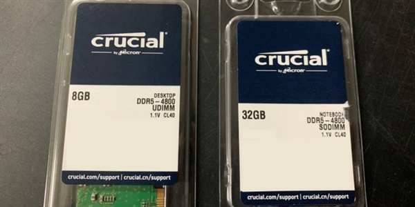 英睿达DDR5内存条曝光：第一次看到笔记本移动版