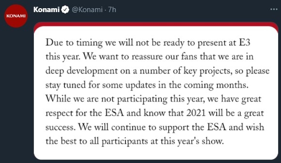 柯纳米退出E3游戏展