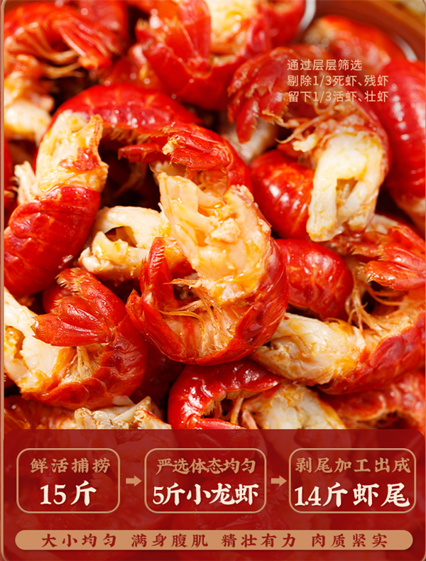 加热即食！信良记麻辣小龙虾尾250g×7盒99.5元（减303元）