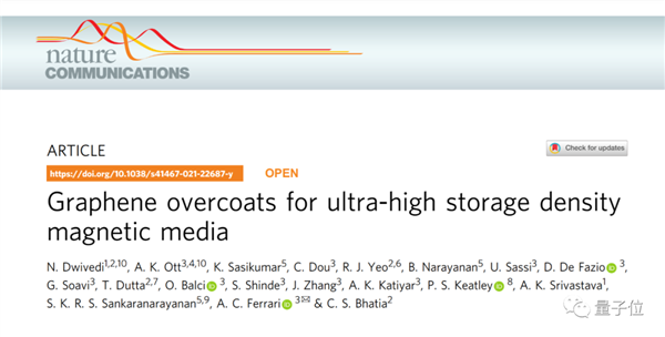剑桥在Nature子刊发表最新研究：石墨烯可将硬盘容量提高十倍