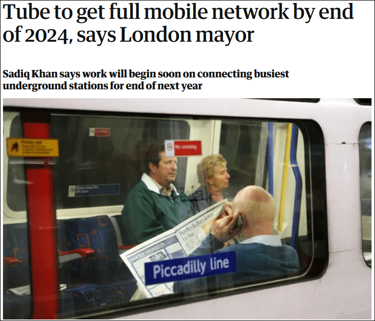 伦敦地铁宣布重大好消息：2024年全面覆盖4G信号-冯金伟博客园