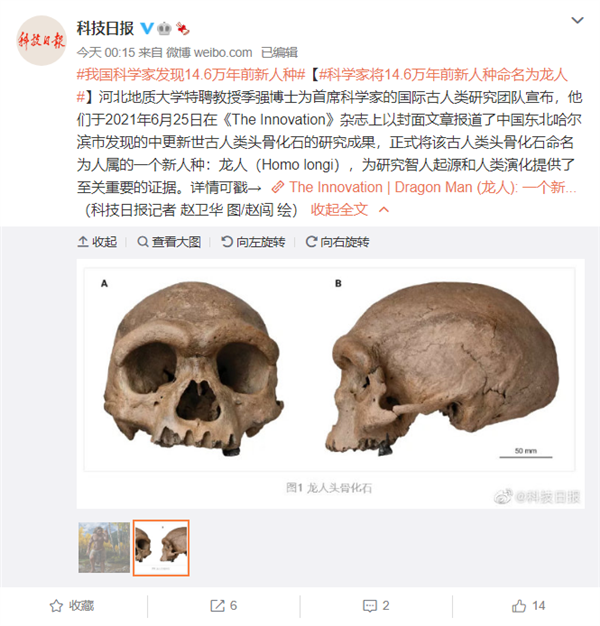 科学家在东北发现14.6万年前新人种：命名为龙人