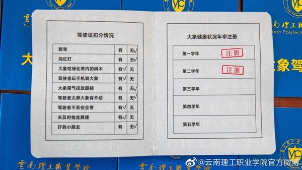 云南一高校给新生发大象驾驶证 网友：云南人骑大象上学实锤了