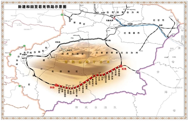 震撼！中国最大塔克拉玛干沙漠建起环形的和若铁路