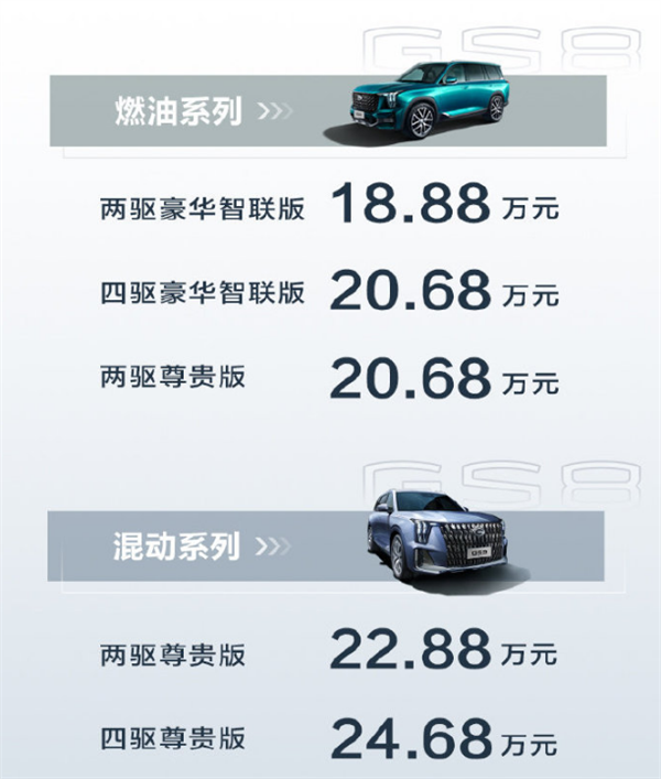 中国版汉兰达！全新传祺GS8预售18.88万起：丰田混动续航超1000公里