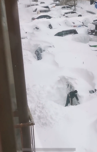 破纪录大雪直接淹没一楼！内蒙古通辽市民开启雪中挖车模式