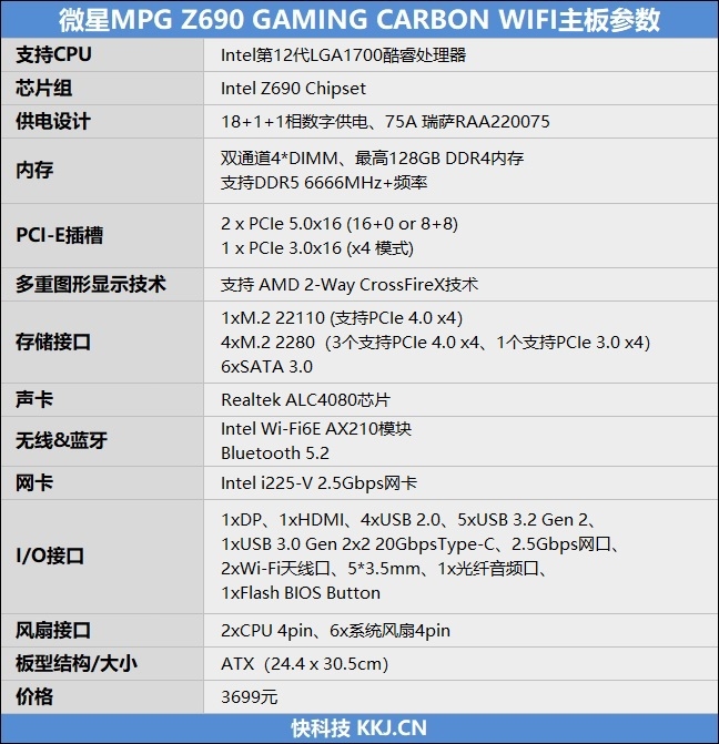 超越MPG级别的暗黑板！微星MPG Z690 CARBON WIFI主板评测