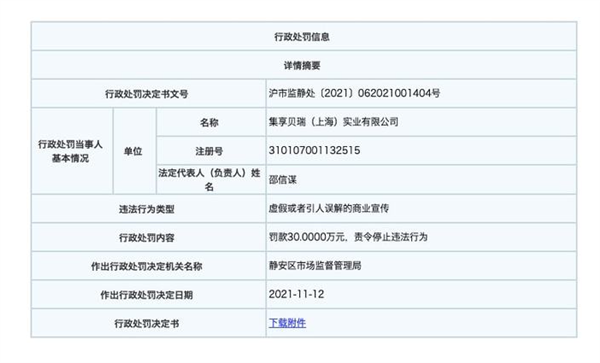 贝瑞咖啡宣传14天养豆实际仅1天 被罚30万：暂存24小时后就磨成粉