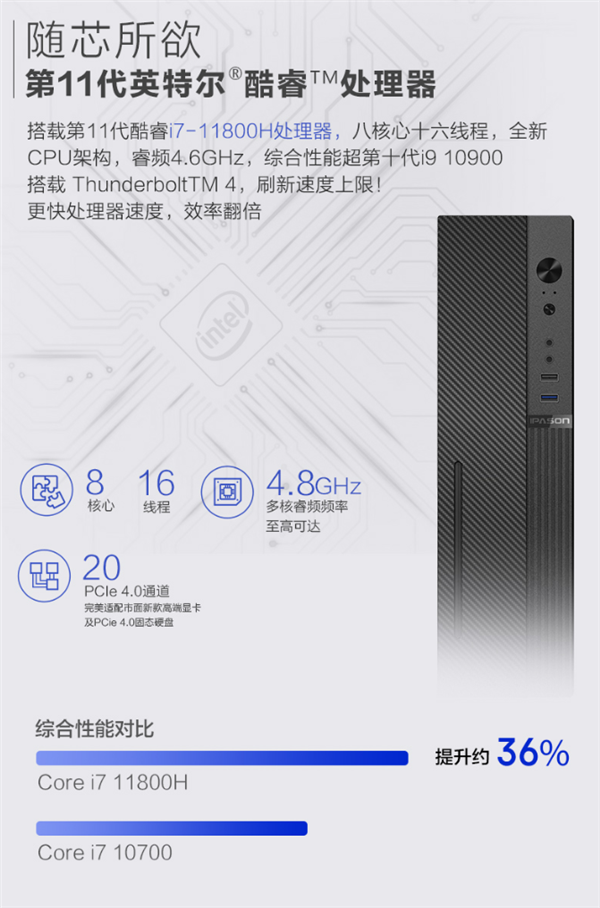 攀升推出特殊台式机：用上Intel 11代游戏本处理器