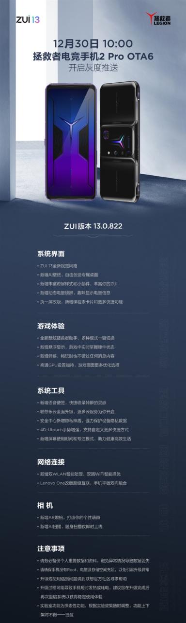 联想拯救者电竞手机喜迎ZUI 13 明早开启灰度推送