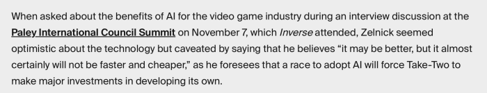 Take-Two CEO 声称基于 AI 的游戏 NPC“很有趣”，暗示《GTA6》有望采用相关技术