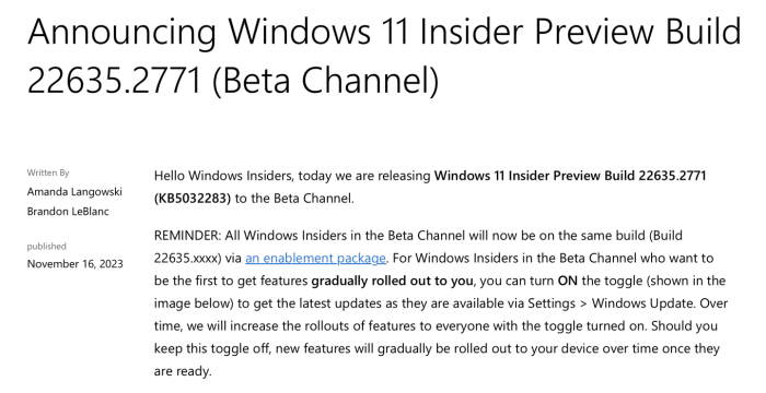 微软 Win11 Beta 预览版 Build 22635.2771 发布：添加自然语音中文支持、提升局域网文件传输速度等-冯金伟博客园