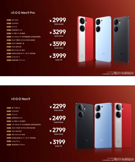 全系标配旗舰配置 iQOO Neo9系列发布 售价2299元起-冯金伟博客园