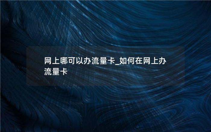 网上哪可以办流量卡_如何在网上办流量卡(在网上办流量卡哪里比较靠谱呀)